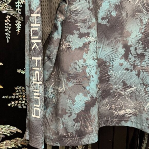 Huk Performance Fishing Long Sleeve XXL Shirt Blue Gray Camouflage Moisture-Wick - Picture 3 of 10